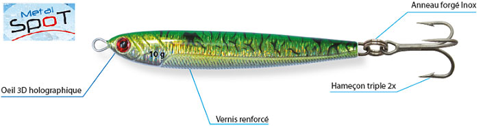Jig metal spot Flashmer - perche, bar, lieu, bonite, pagre