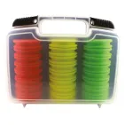 BOITE x24 PLIOIRS RONDS EN MOUSSE + EPINGLES - Ø 65 X 18 mm - Coloris assortis