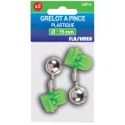 GRELOT A PINCE PLASTIQUE - NICKELÉ Ø 15 mm