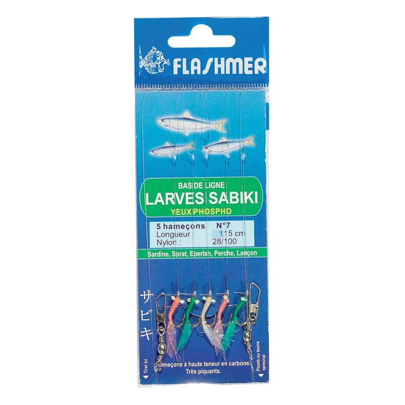 BAS DE LIGNE LARVES SABIKI - 5 HAMEÇONS