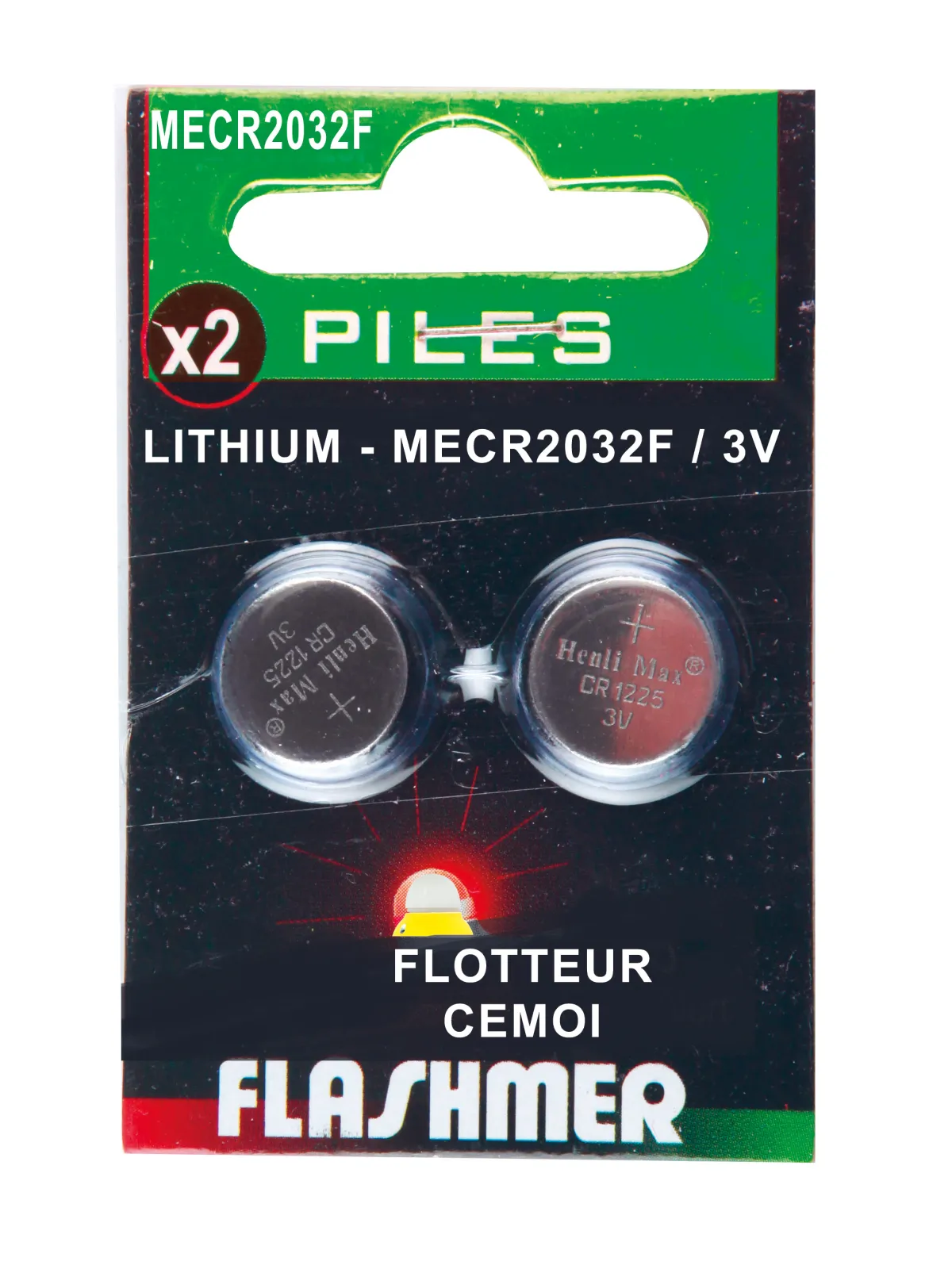 FLASHMER CR2032 LITHIUM BATTERY - 3 VOLTS - 2-PACK