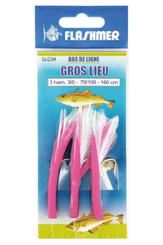 BAS DE LIGNE GROS LIEU - 3 HAMEÇONS