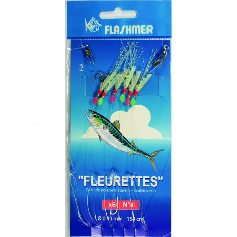 BAS DE LIGNE FLEURETTES NATURELLES RENFORCÉ - 6 HAMEÇON DORÉS