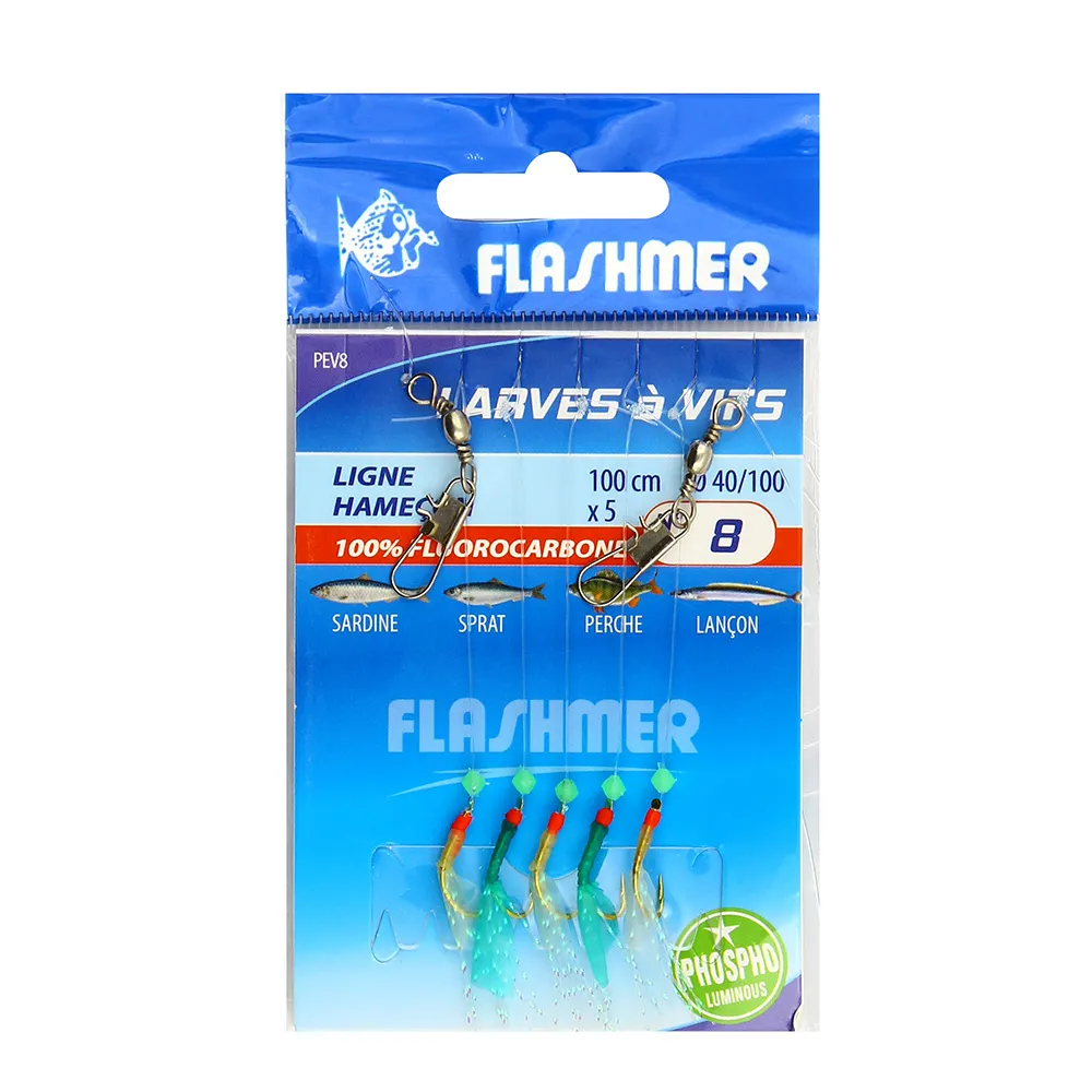 BAS DE LIGNE LARVES A VIF - 5 HAMEÇONS