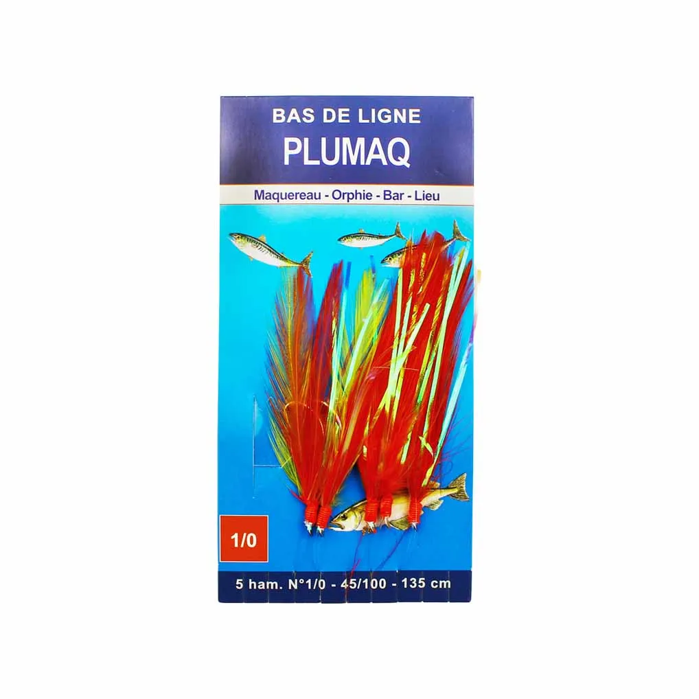 BAS DE LIGNE PLUMAQ - 5 HAMEÇONS N° 1/0