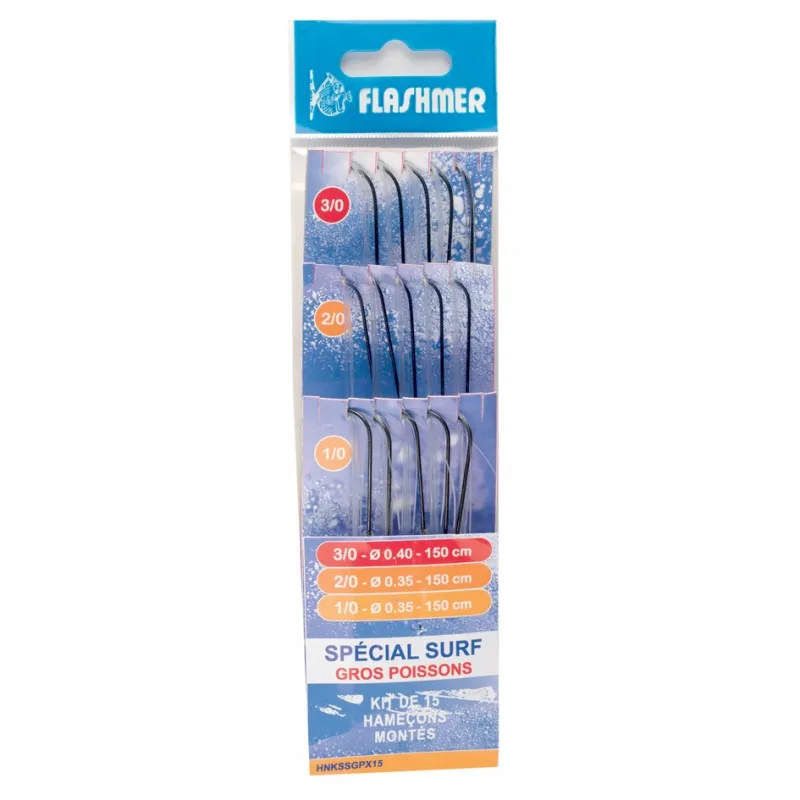 KIT X15 HAMEÇONS MONTÉS SPÉCIAL SURF "GROS POISSONS"