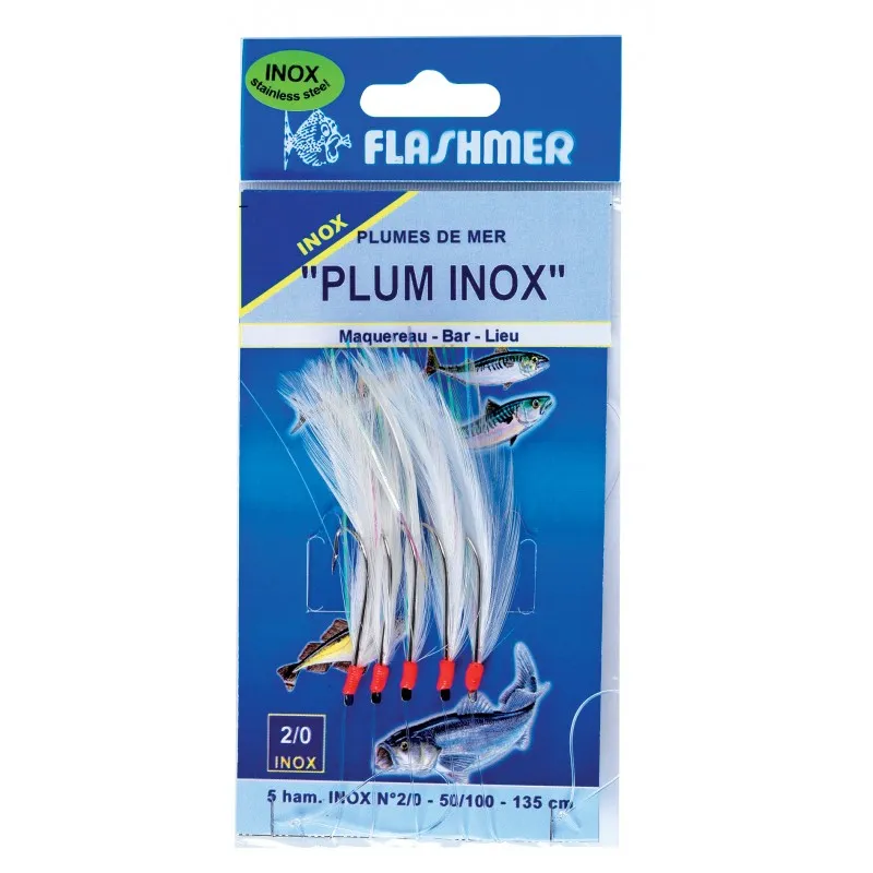 PLUMES DE MER PLUM'INOX - 5 HAMEÇONS N° 2/0