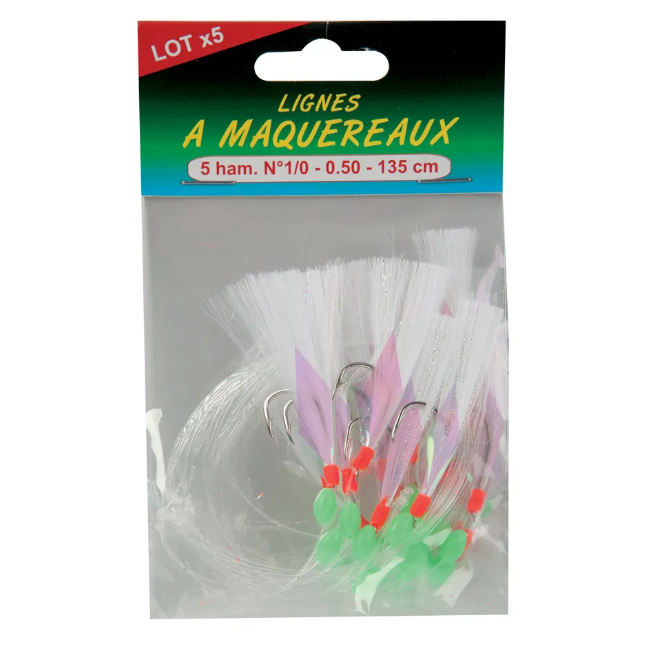 LOT DE 5 LIGNE A MAQUEREAUX - 5 HAMECONS N° 1/0