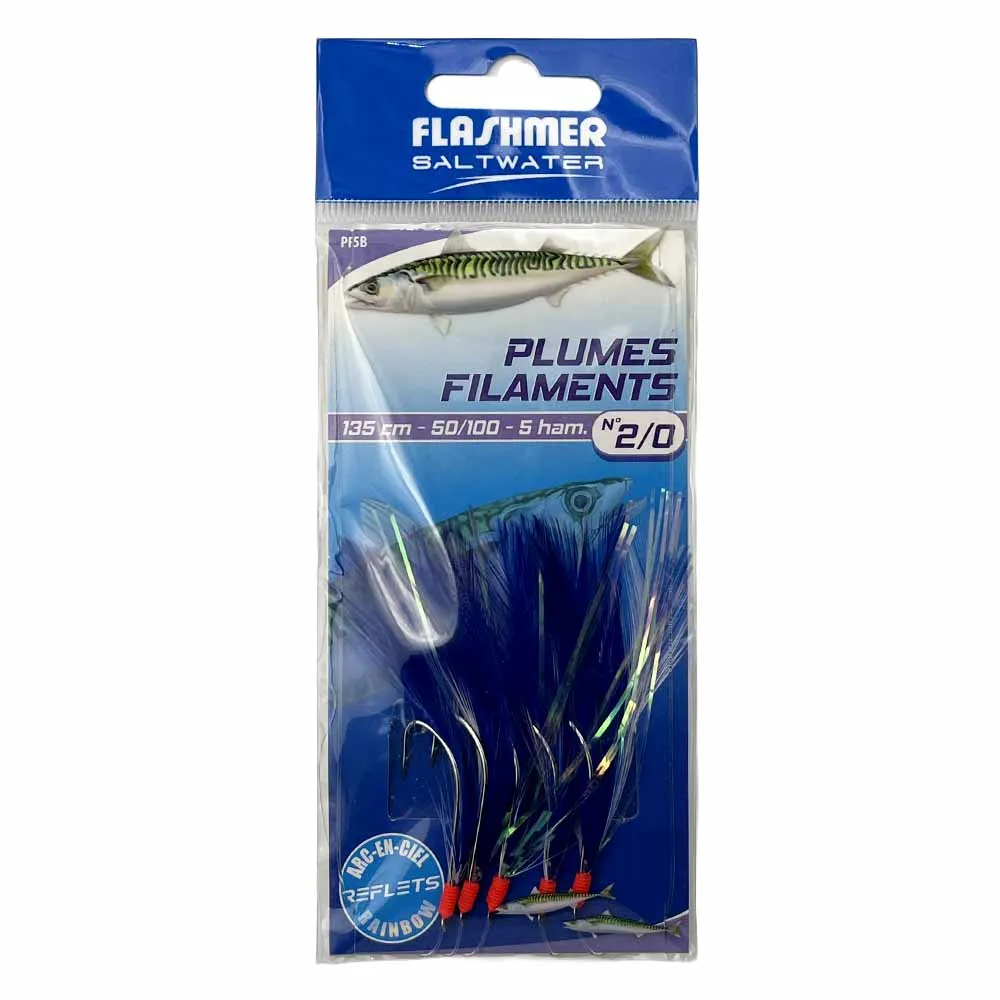 PLUMES DE MER FILAMENTS - 5 HAMEÇONS N° 2/0