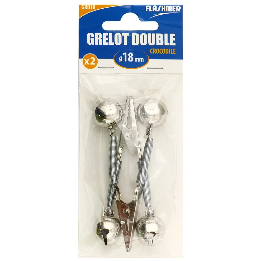 GRELOT DOUBLE CROCODILE - NICKELÉ Ø 18 mm