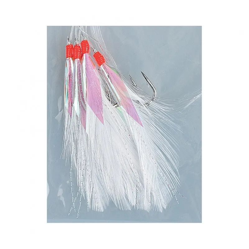 SEA BASS FEATHER RIG - 5 HOOKS, SIZE 2/0