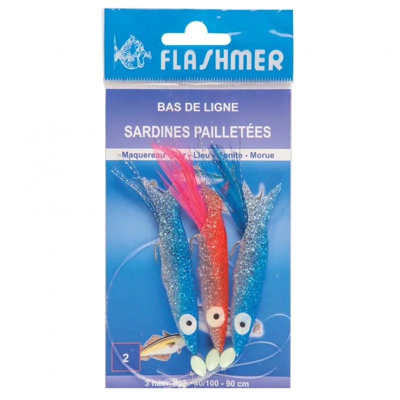 BAS DE LIGNE SARDINES PAILLETEES - 3 HAMEÇONS