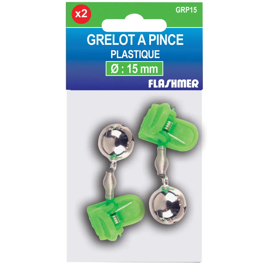GRELOT A PINCE PLASTIQUE - NICKELÉ Ø 15 mm