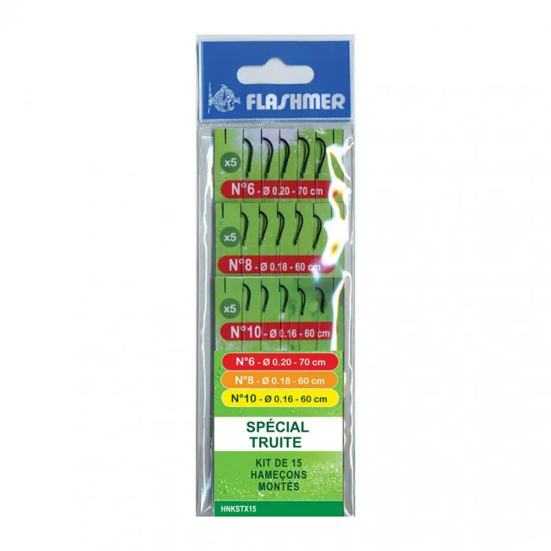 KIT X15 HAMEÇONS MONTÉS SPÉCIAL TRUITE