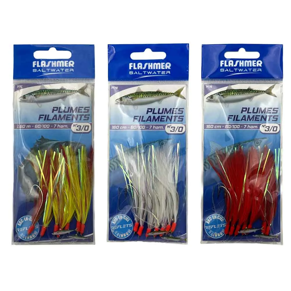 PLUMES DE MER FILAMENTS - 7 HAMEÇONS N° 3/0