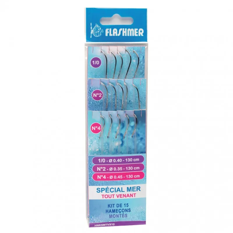 KIT X15 HAMEÇONS MONTÉS SPÉCIAL MER "TOUT VENANT"