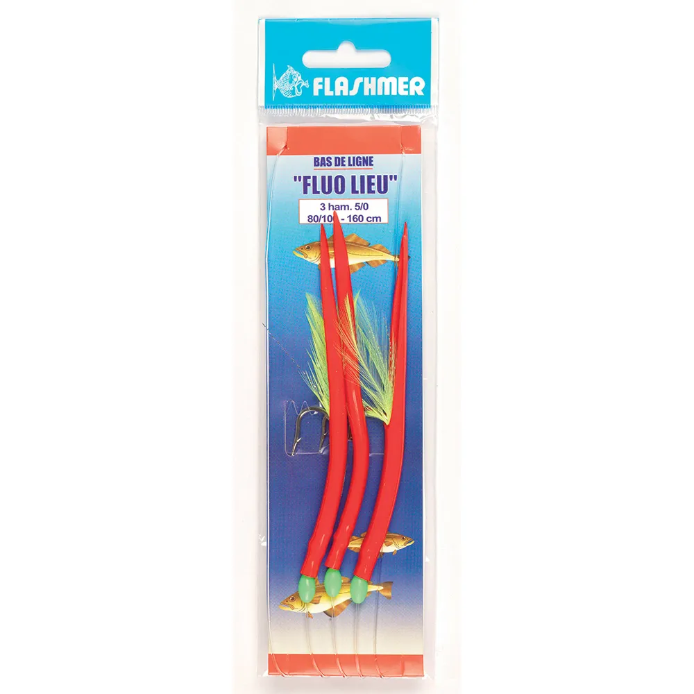 BAS DE LIGNE FLUO LIEU - 3 HAMEÇONS
