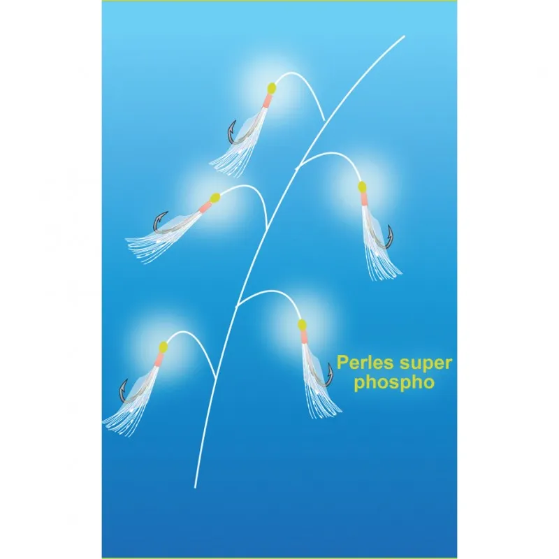 BASS LURE RIG - 5 HOOKS - WHITE