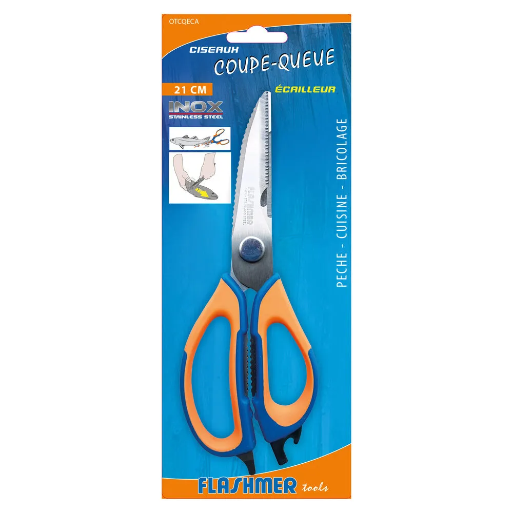 21 CM STAINLESS STEEL TAIL-CUTTING AND SCALING SCISSORS