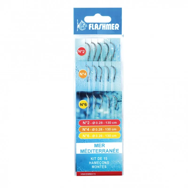 KIT X15 HAMEÇONS MONTÉS SPÉCIAL MER "MÉDITERRANÉE"