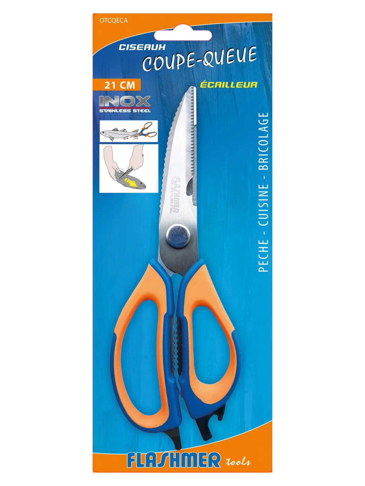 21 CM STAINLESS STEEL TAIL-CUTTING AND SCALING SCISSORS