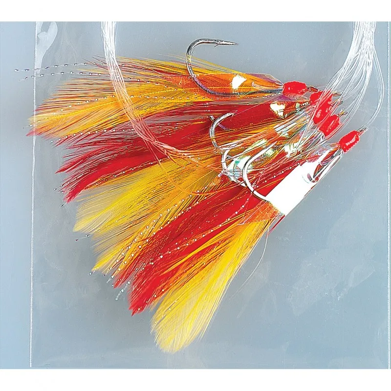 SEA BASS FEATHER RIG - 5 HOOKS, SIZE 2/0