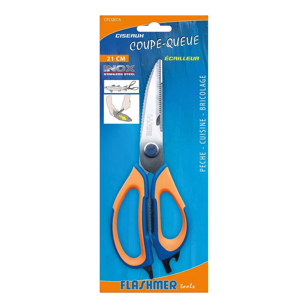 21 CM STAINLESS STEEL TAIL-CUTTING AND SCALING SCISSORS