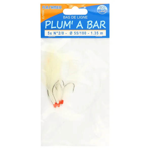 Produit BAS DE LIGNE PLUMES A BAR - 5 HAMEÇONS N° 2/0 Image
