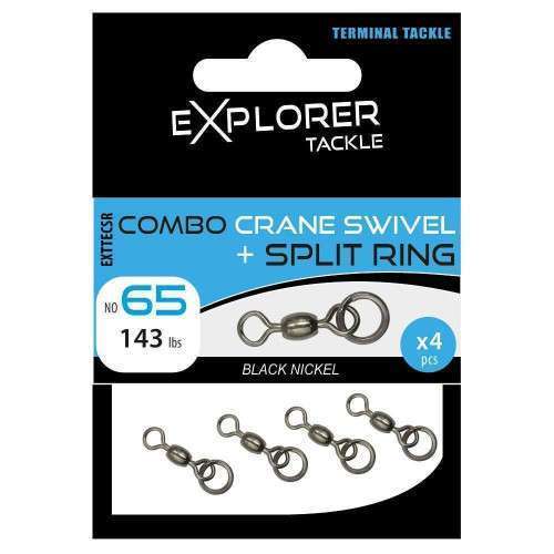 COMBO CRANE SWIVEL + SPLIT RING BLACK NICKEL EXPLORER TACKLE
