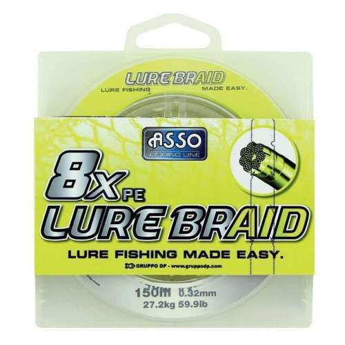 TRESSE LURE BRAID 8X PE - 150 m - JAUNE FLUO