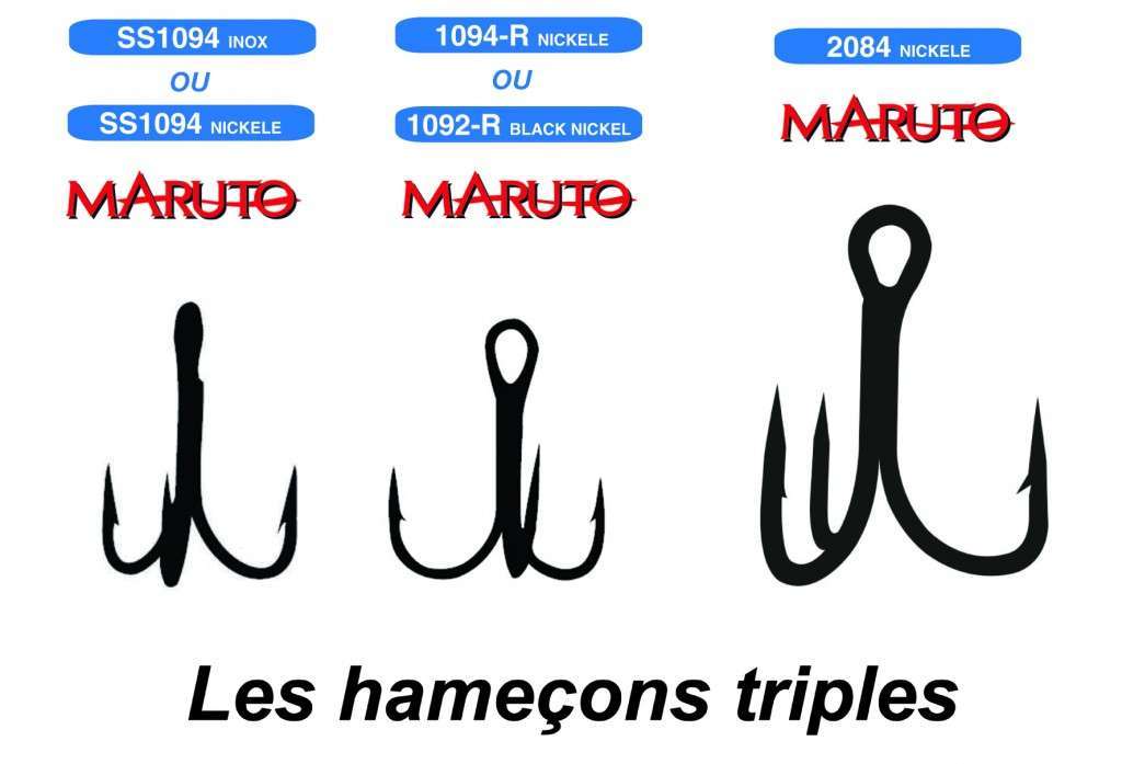 Les différents hameçons triples Maruto