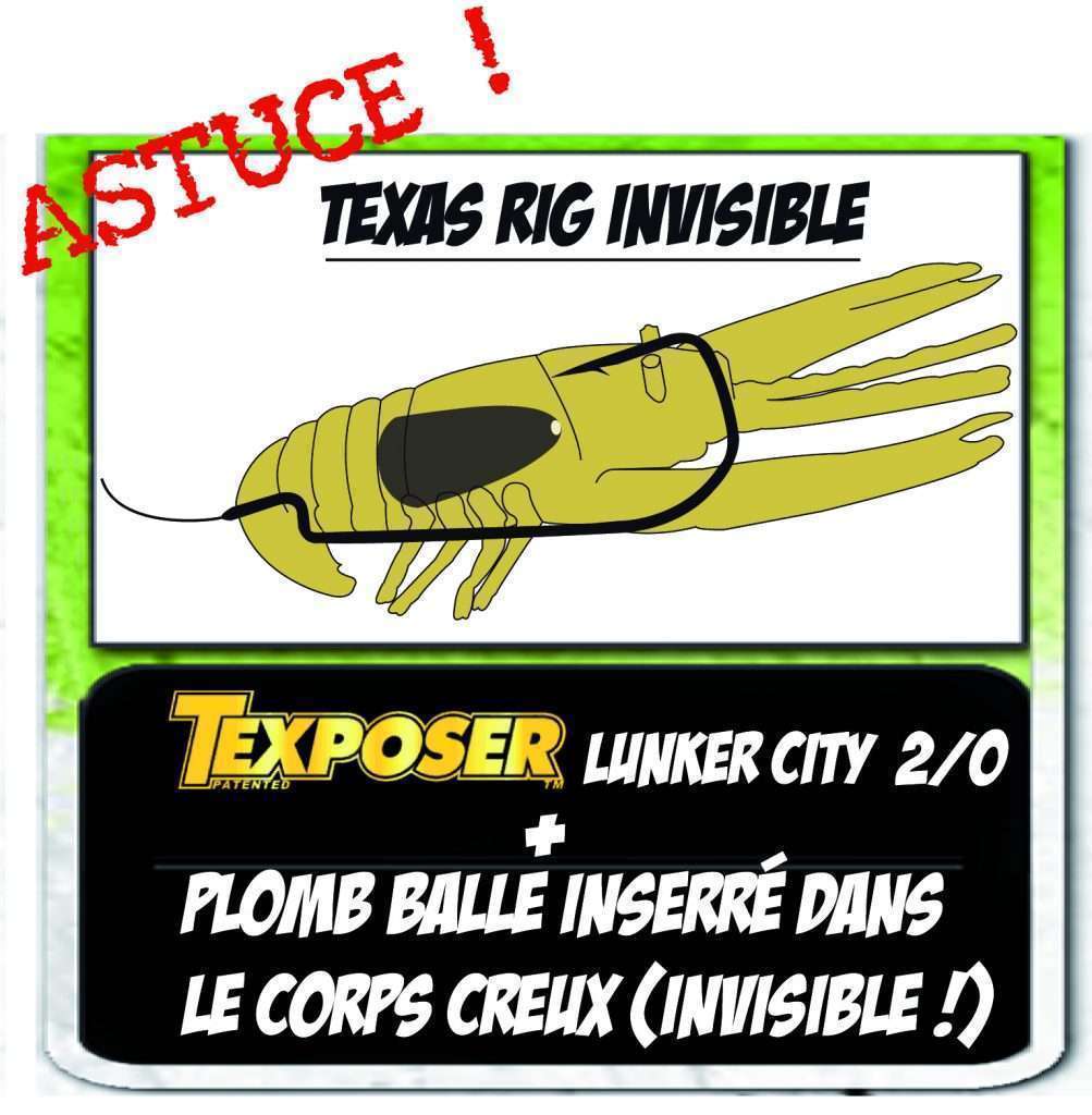 Montage texas rig invisible avec une Crawbug