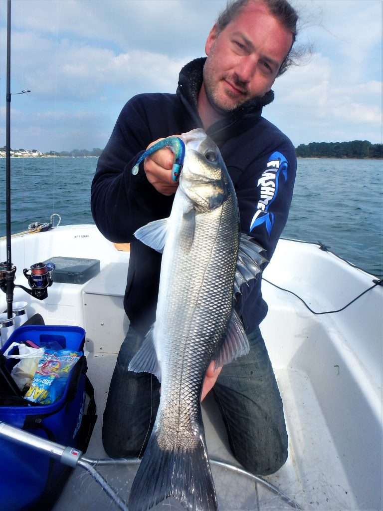 Bar pris au Blue Equille en pêche à gratter