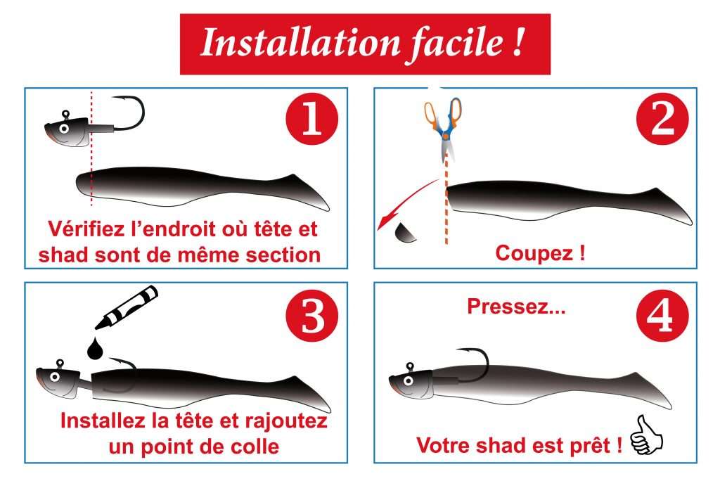 Installation de la tête plombée poisson sur un Turbo Shad