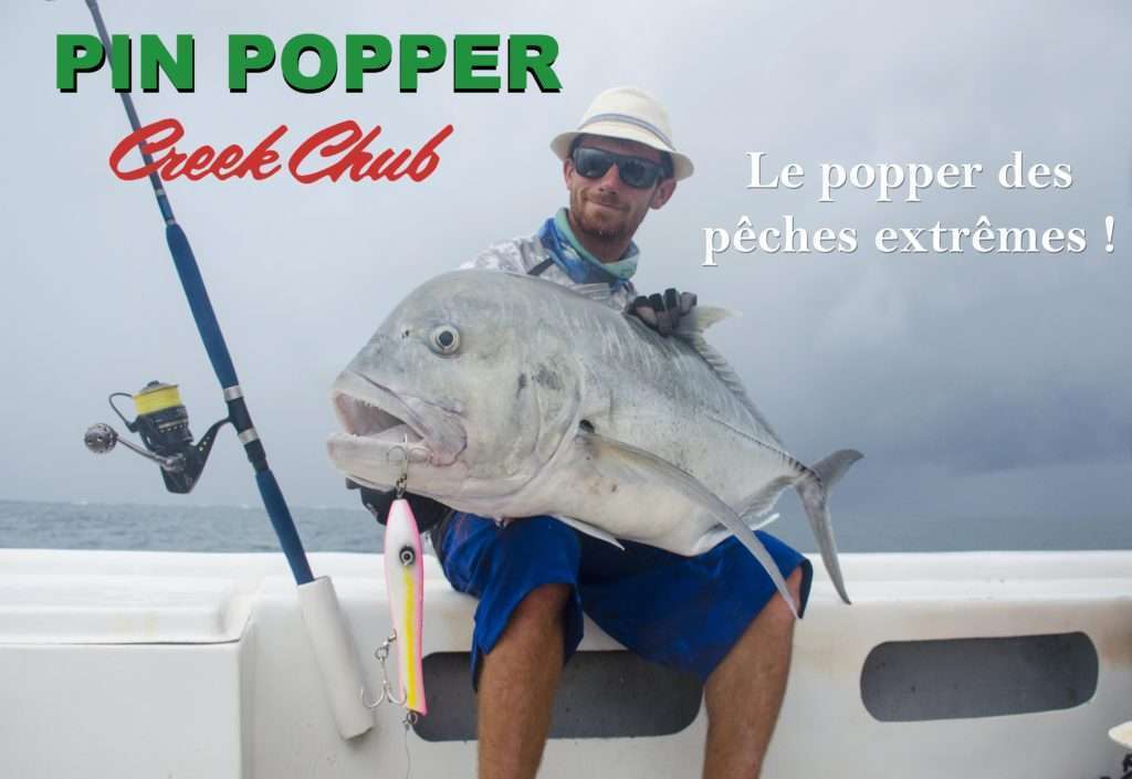 Colin et une carangue de 106 cm pris au Pin Popper Creek Chub