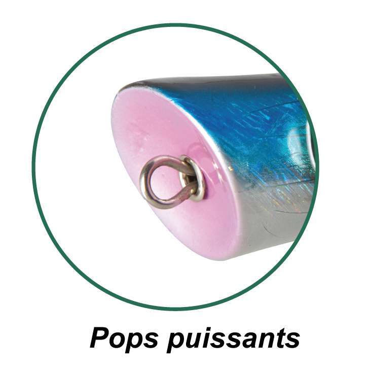 La gueule concave du Pin Popper produit des pops puissants