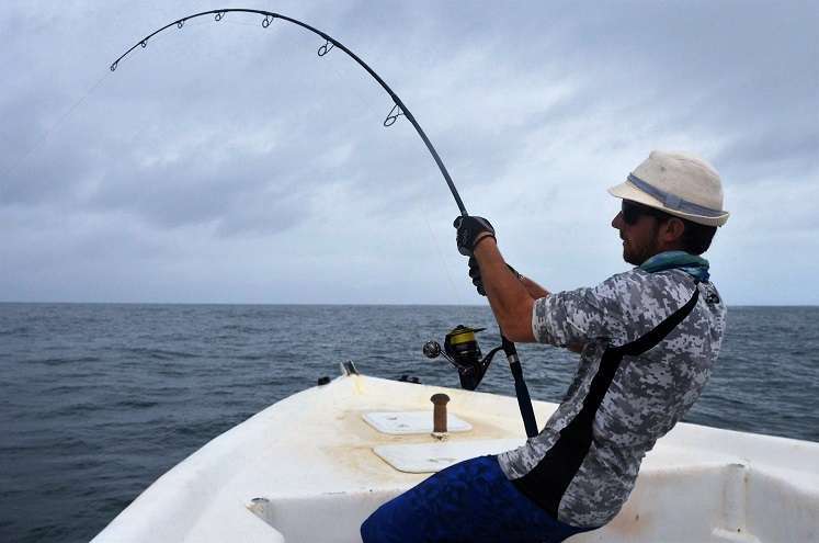 combat avec une grosse Carangue GT