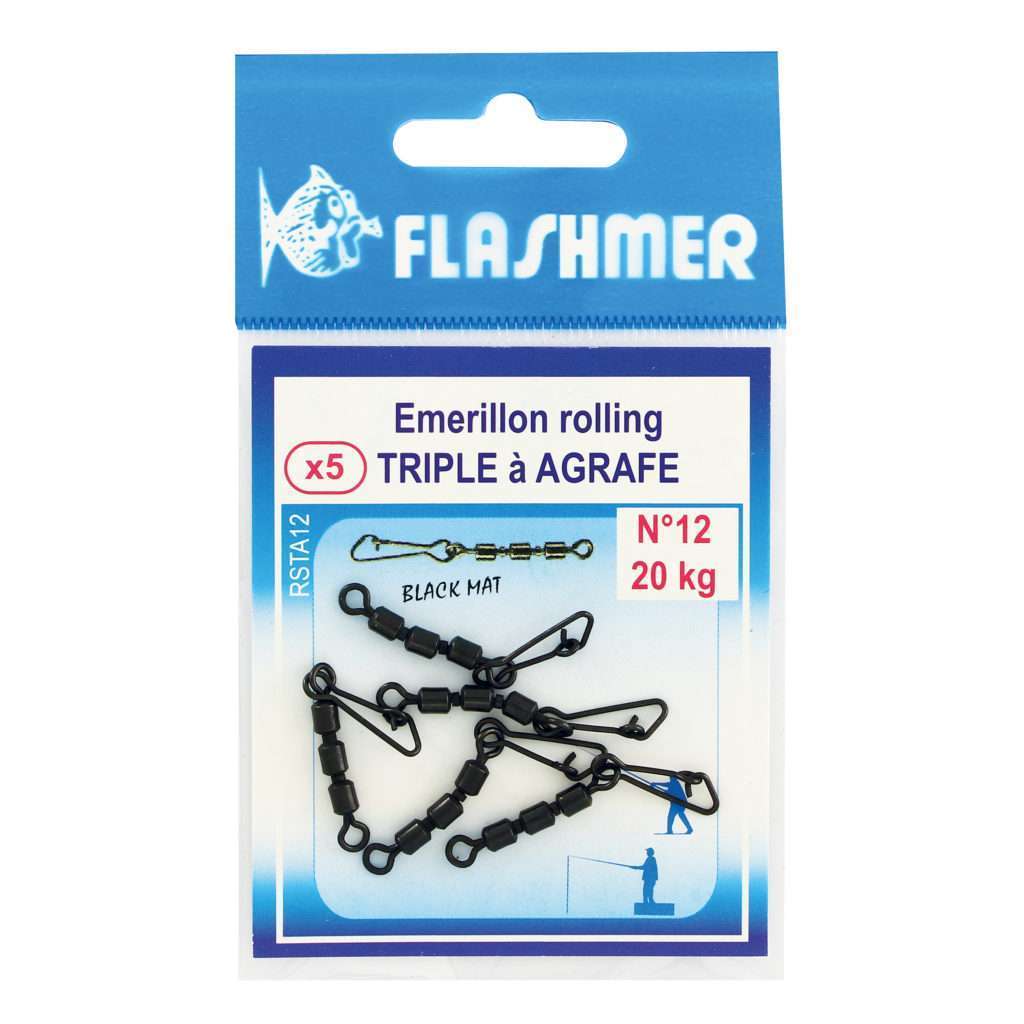 Emerillon rolling triple à agrafe Flashmer