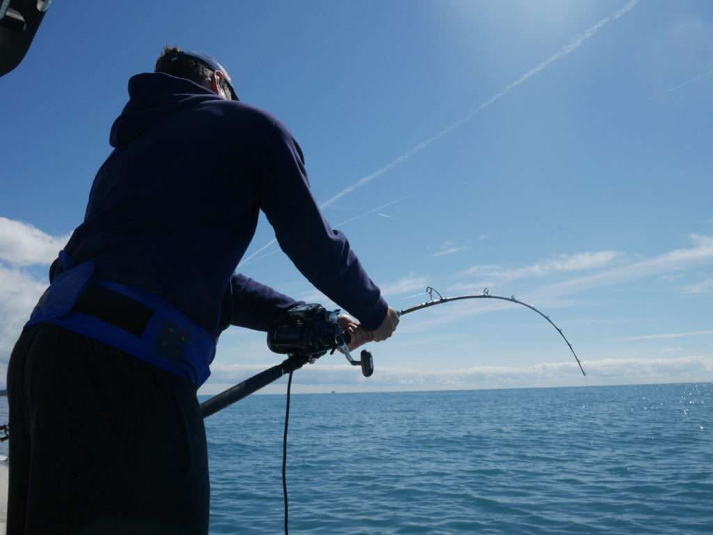 Combat avec un gros calamar rouge pour ce client du guide Fabien Harbers