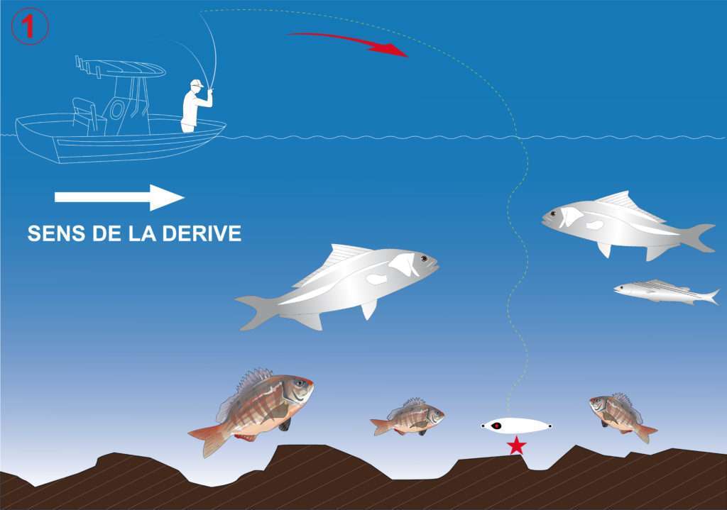 Lancer au devant de votre dérive pour laisser le temps au slow jig de descendre jusqu’au fond