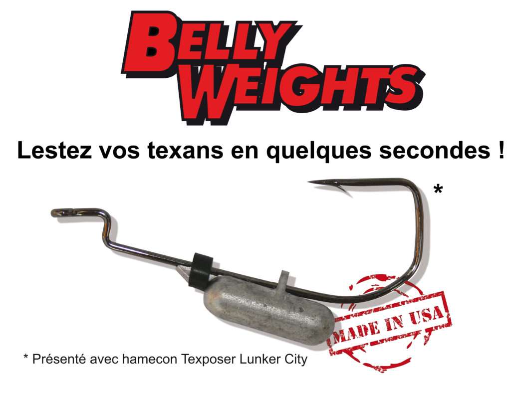 Belly Weight Lunker City monté sur un texan Texposer