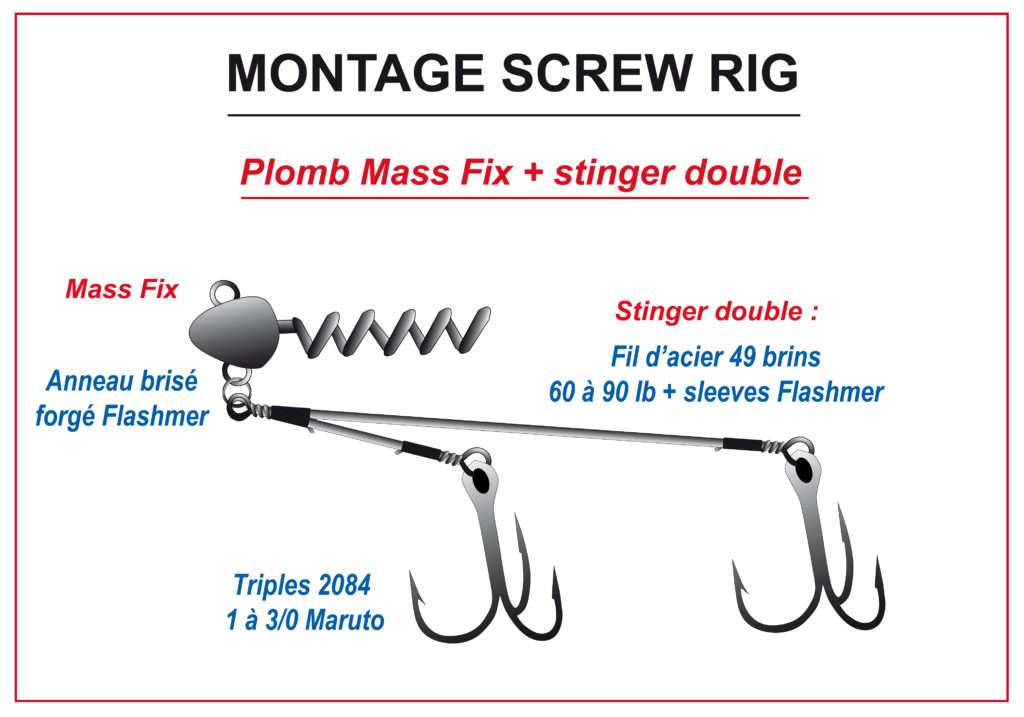 Tête Mass Fix avec un stinger double en montage Screw Rig