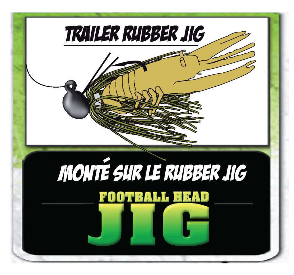 Crawbug Yum monté sur le rubber jig Football Head Jig Lunker City