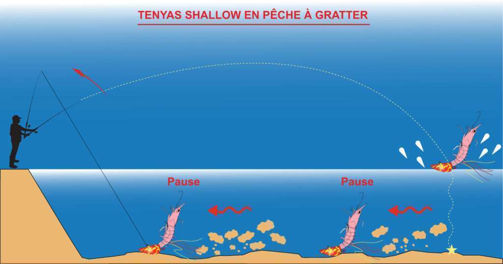 Tenyas shallows en pêche à gratter dans de faibles fonds