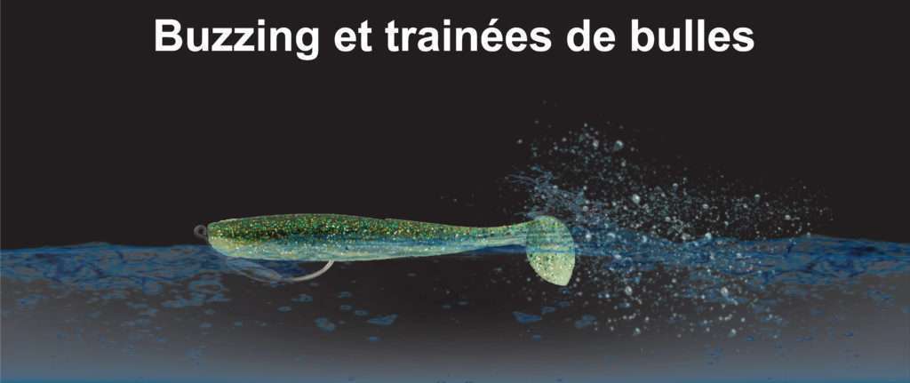 Le paddle du shad Elite Shiner crée de fortes trainées de bulles