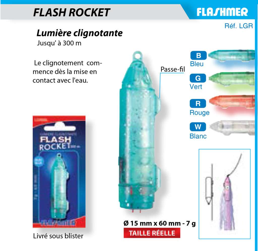 La lampe Flash Rocket peut être rajoutée au montage octopus pour les pêches profondes