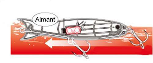 L’aimant revient en position centrale pour une nage optimisée