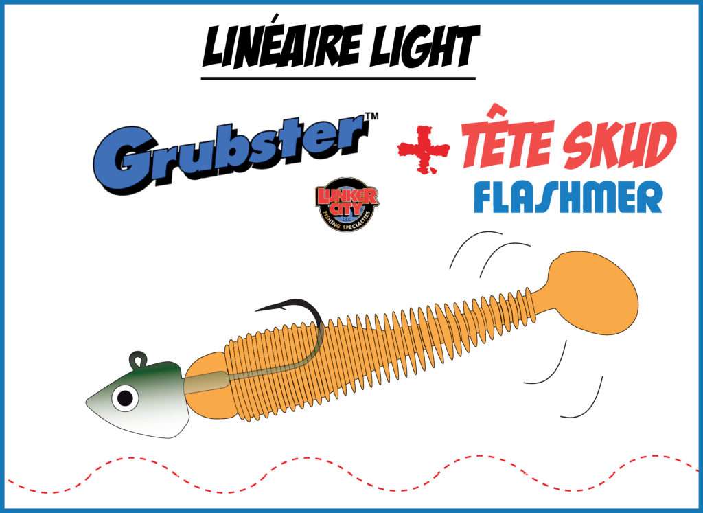 Grubster Lunker City monté sur une tête Skud Flashmer