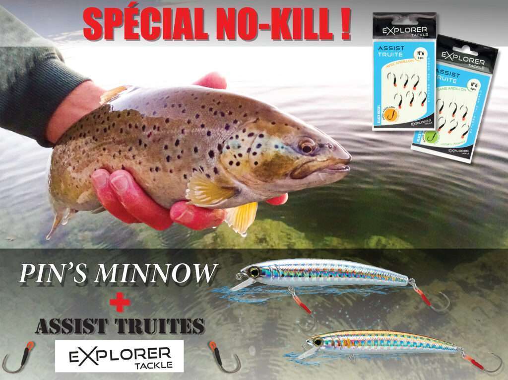 Pin’s Minnow + Assists Truite Explorer Tackle : top pour le no-kill !