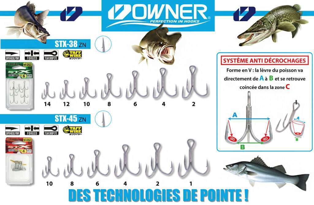 La gamme des triples STX Owner est idéale pour armer hyper efficacement tous les types de leurres La gamme des triples STX Owner est idéale pour armer hyper efficacement tous les types de leurres